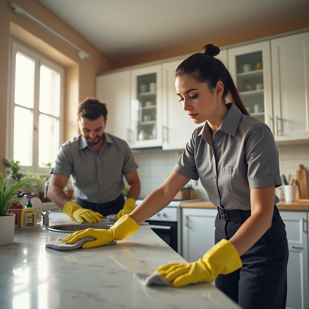 Echipă Samvelo pregătind un apartament pentru predare