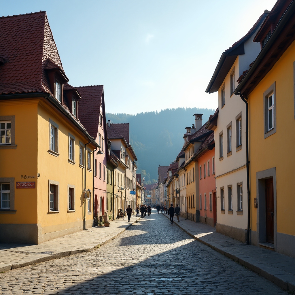 Centrul istoric al Brașovului, clădiri colorate și acoperișuri